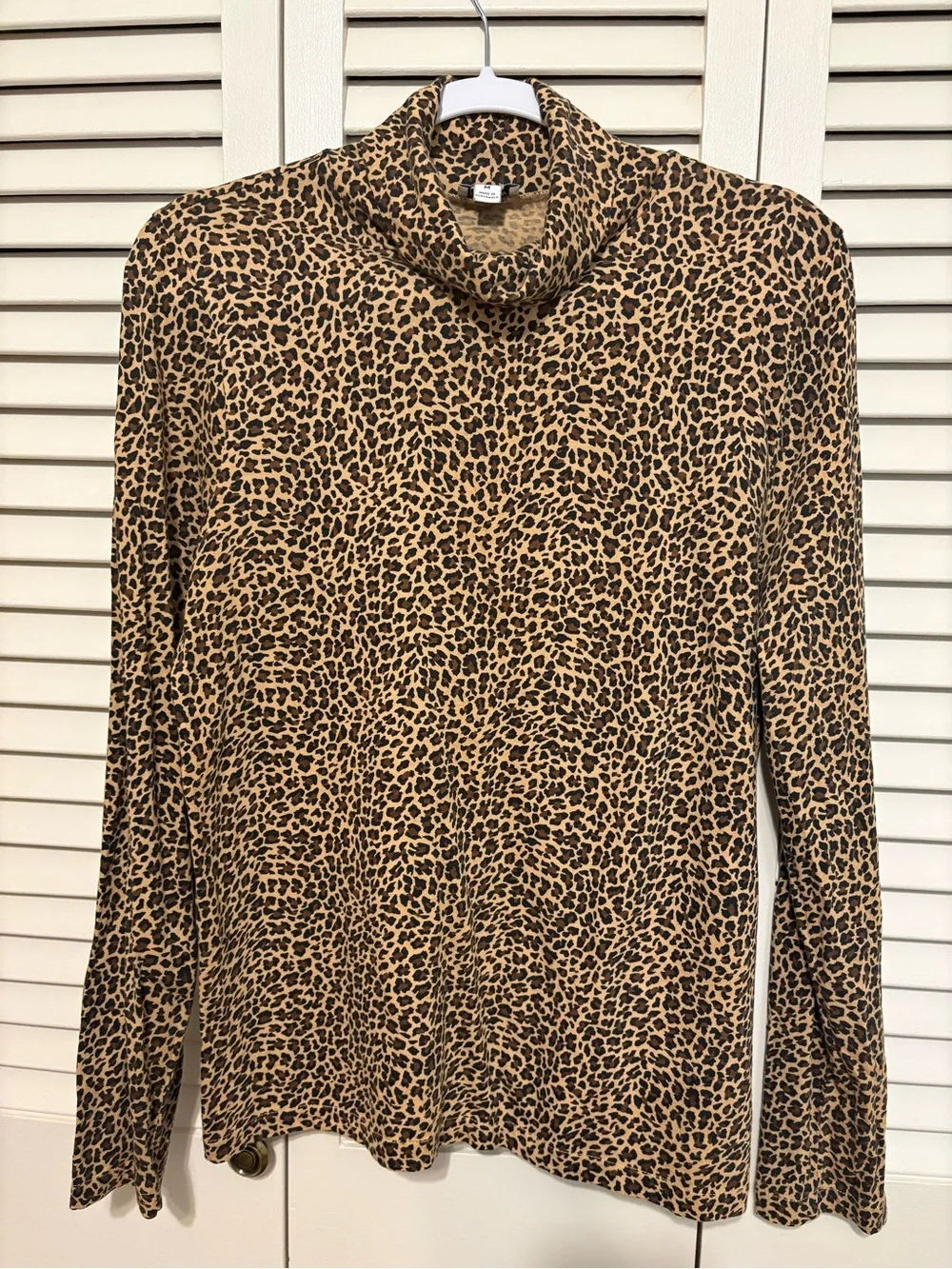 J. Crew Leopard Print Turtleneck Long Sleeve Shirt - Tan & Black